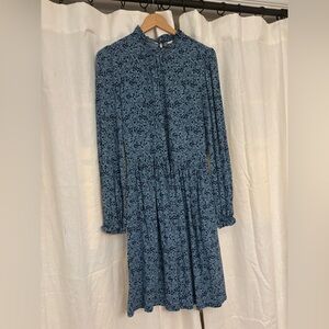 Boden Blue Floral Long Sleeve Dress